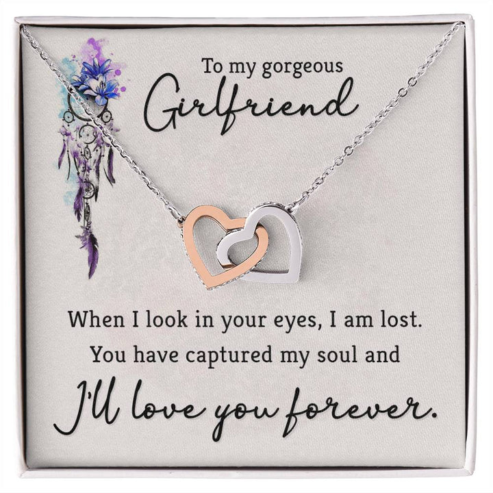 To My Gorgeous Girlfriend Interlocking Hearts Necklace
